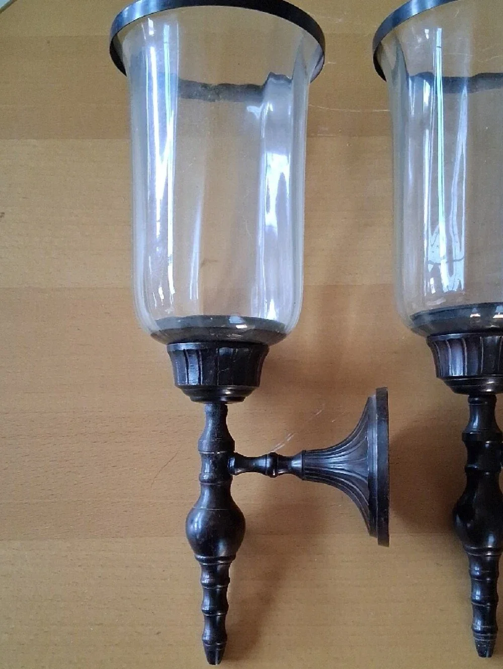 Bronze-Tone Wall Sconce Pair with Clear Glass Shades - Home Accents
